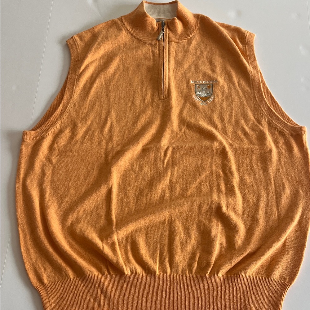 Peter Millar Orange Zip-Up Sweater Vest